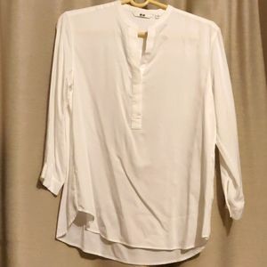 Uniqlo White Rayon Polyester Blouse Size S
